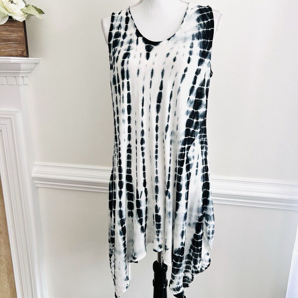 Black and White Tie-Dye Midi Dress